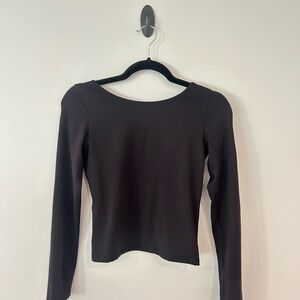 Aerie Offline Black Backless Long Sleeve Top